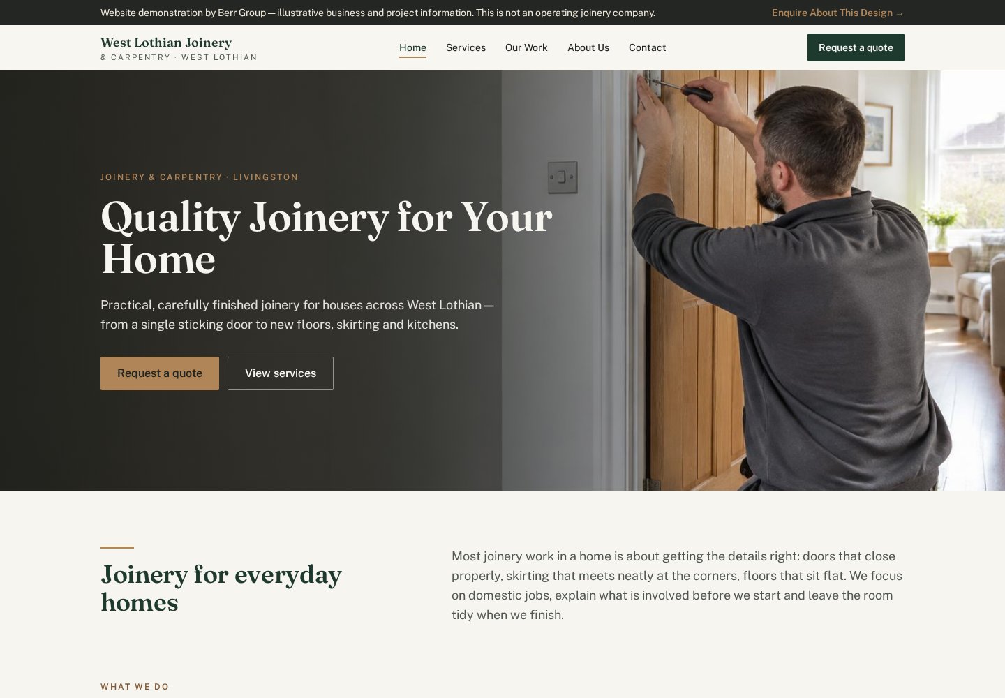 J01 — The Local Joiner website design preview showing sample content